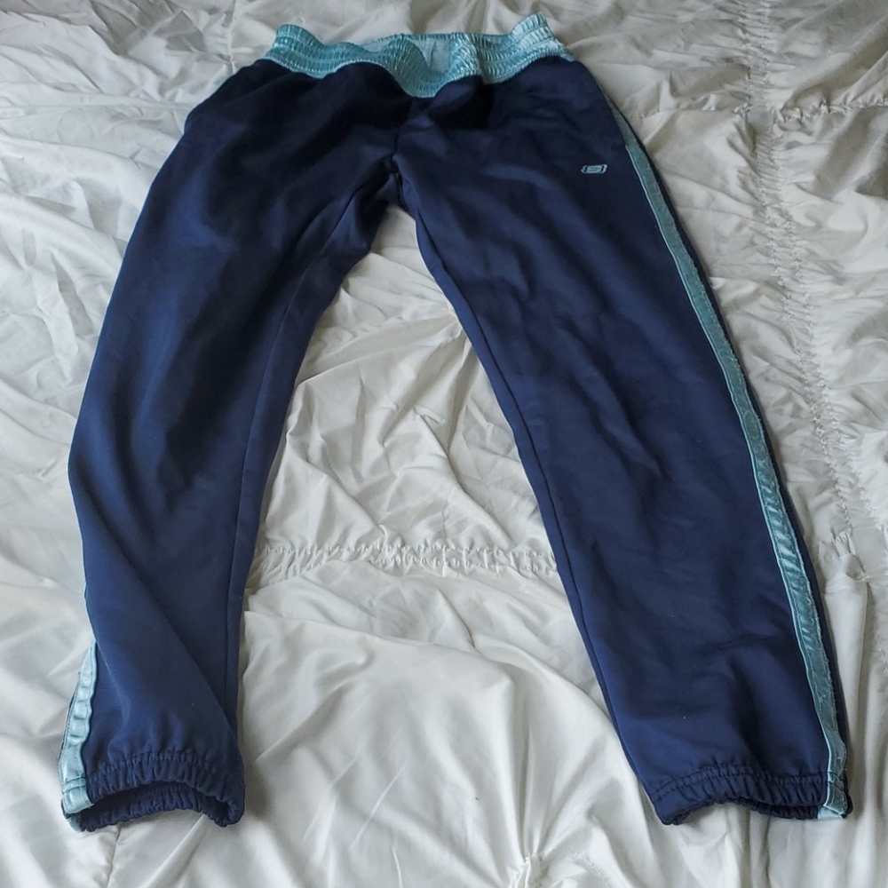 Blue sketchers pants striped sides